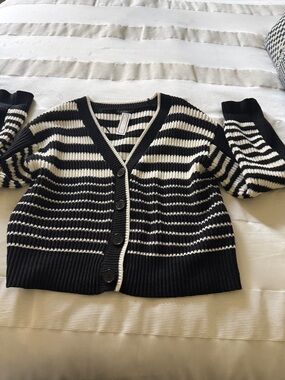 Halogen black and white cotton and acrylic sweater size small